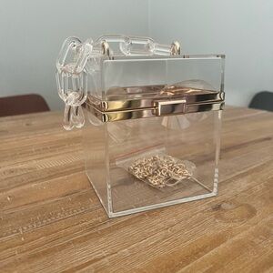 Clear Acrylic Box Bag with Gold Accents